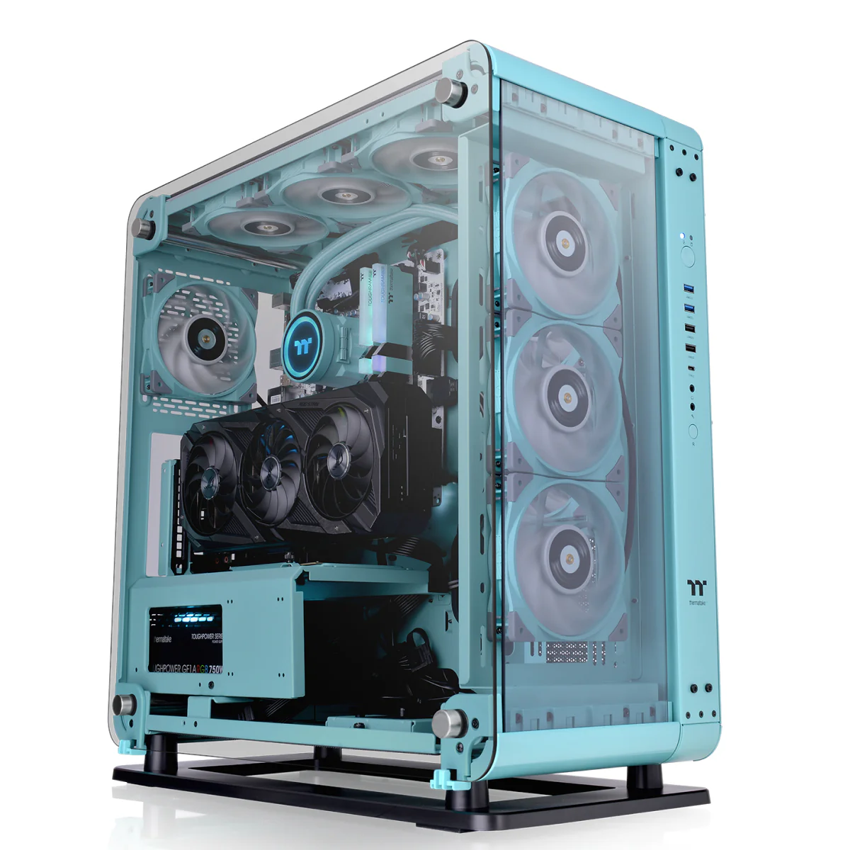 Core P6 Tempered Glass Turquoise Mid Tower Chassis - Image 2